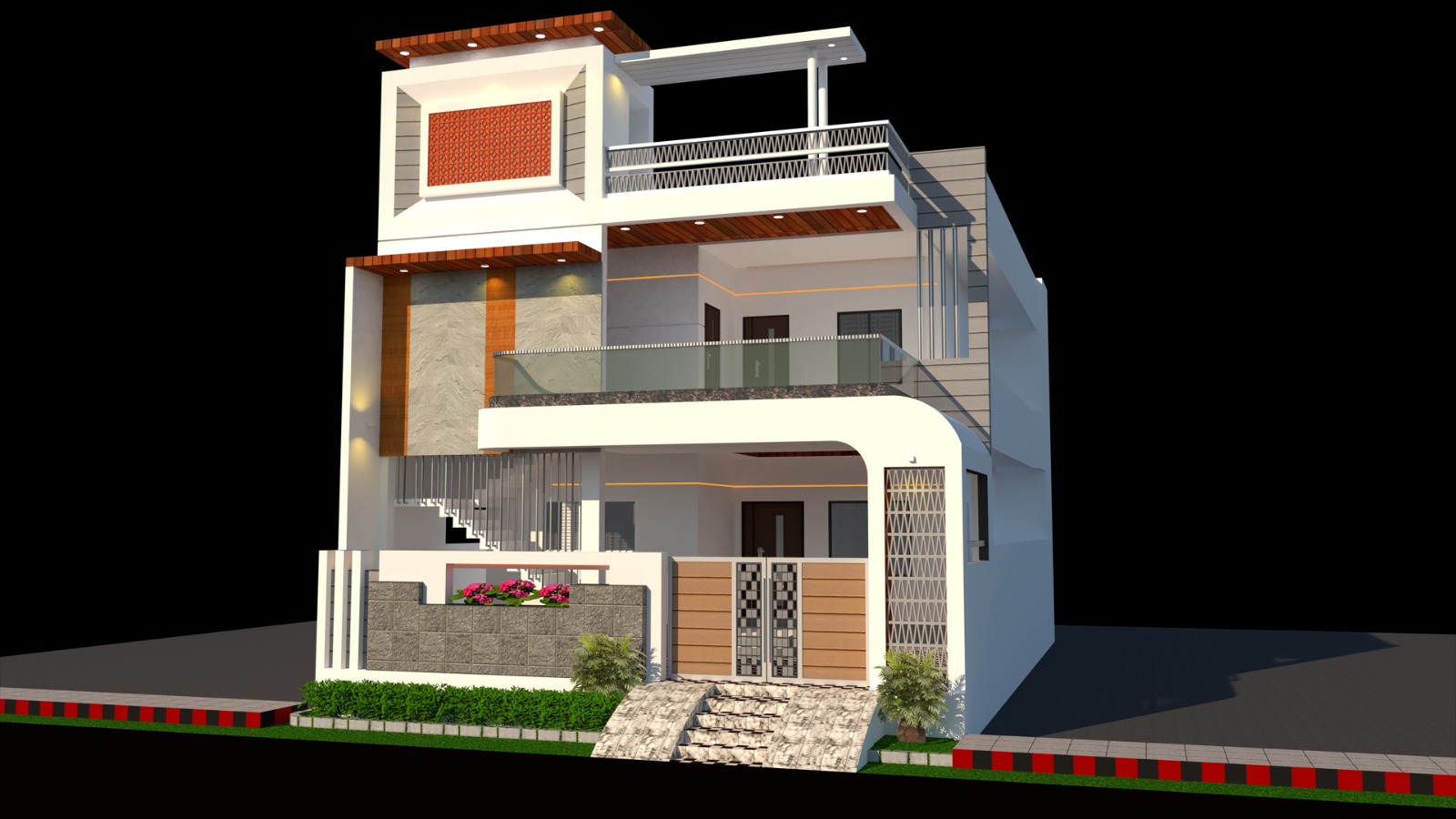 Modern residence with angular roof